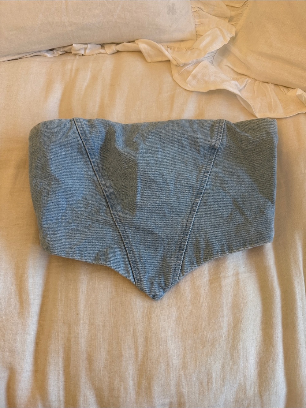 DENIM Strapless Cropped Top